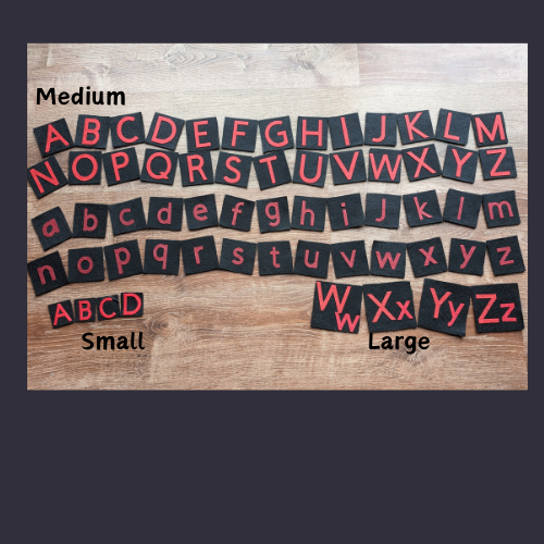 Felt Uppercase and Lowercase Alphabet Cards-Large-Red