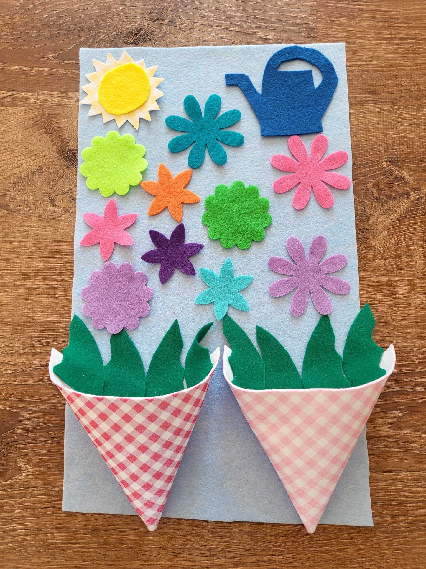 Felt Reusable Spring Flower Baskets activity for kids