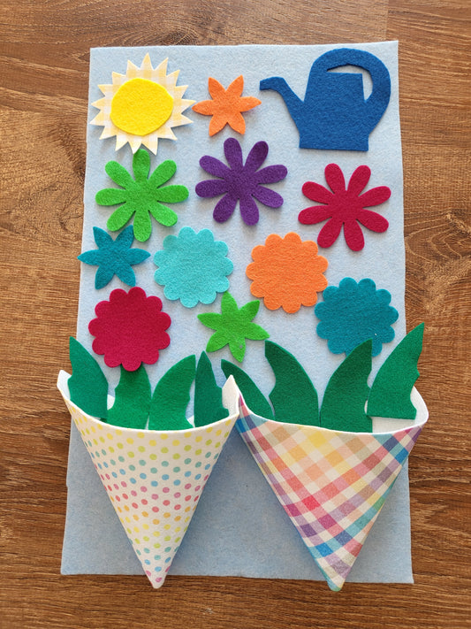 Felt Reusable Flower Baskets activity for kids