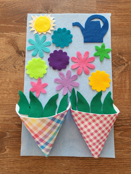 Felt Reusable Spring Flower Baskets activity for kids