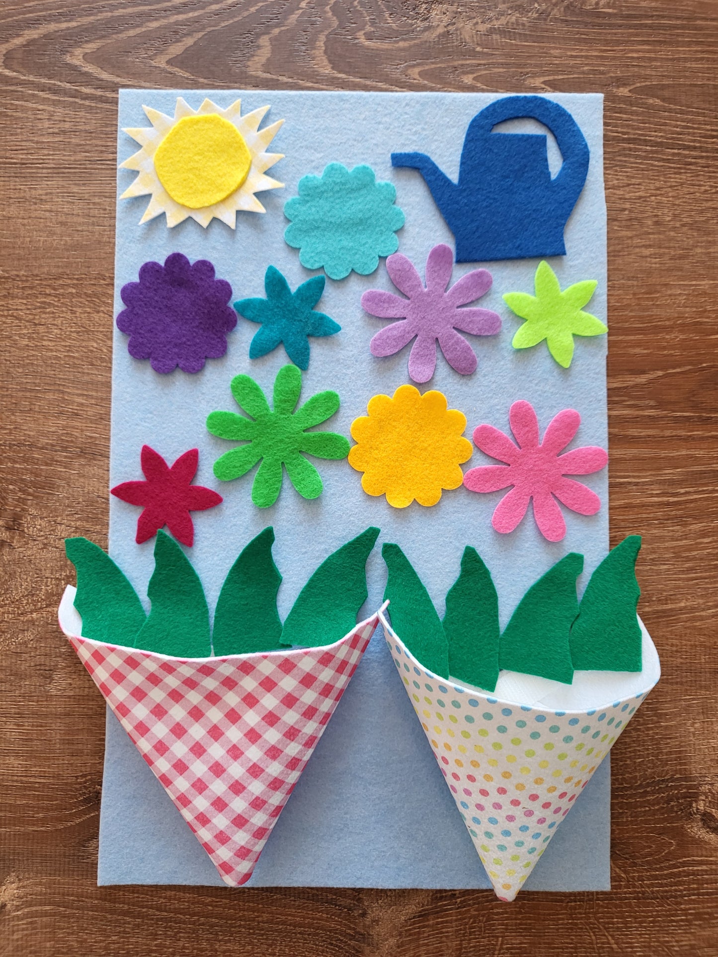 Felt Reusable Spring Flower Baskets activity for kids