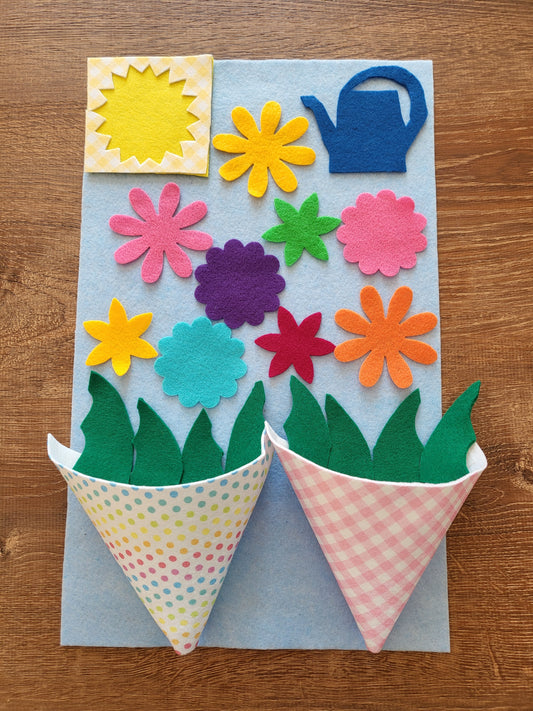 Felt Reusable Spring Flower Baskets activity for kids