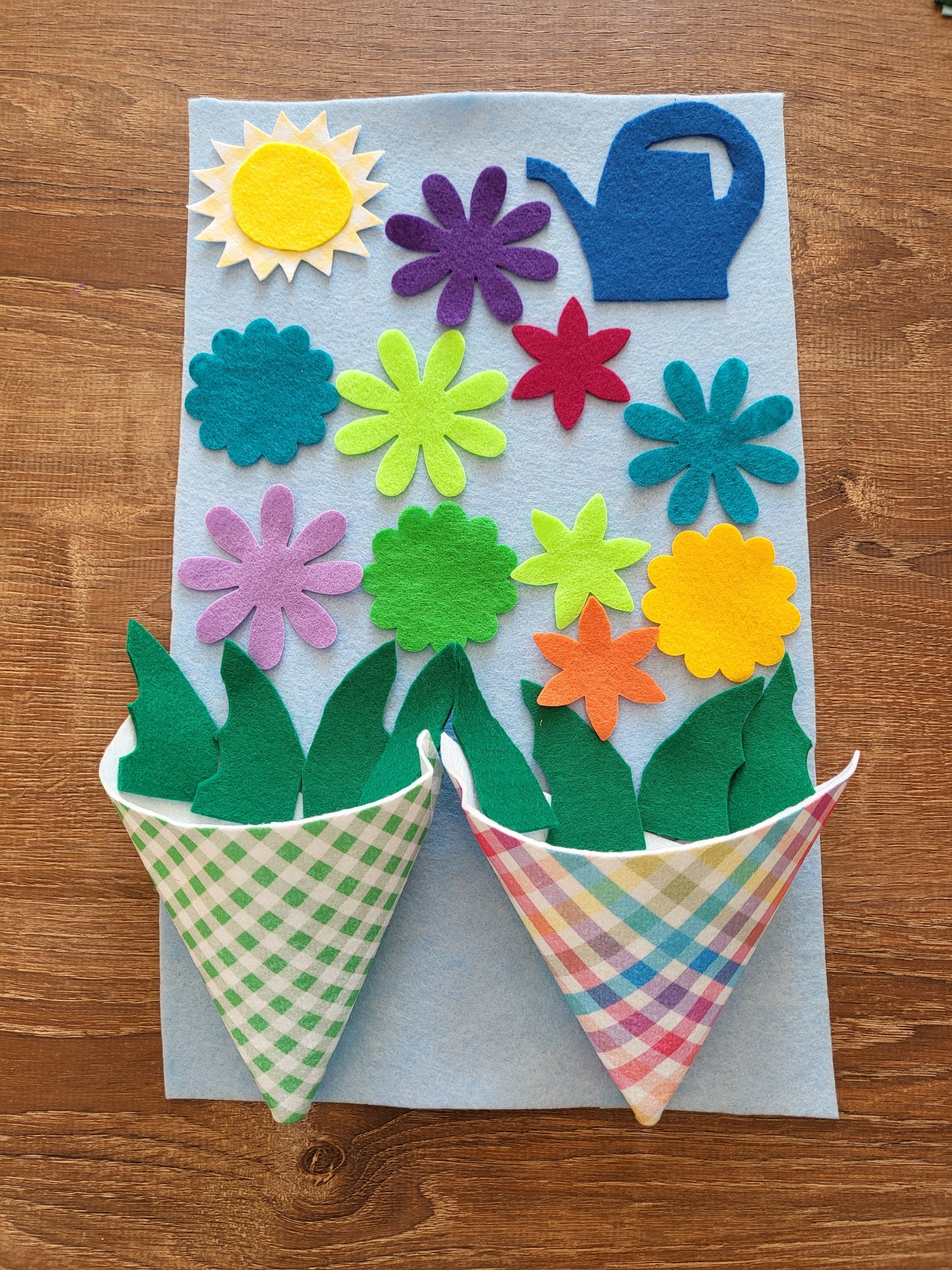 Felt Reusable Spring Flower Baskets activity for kids