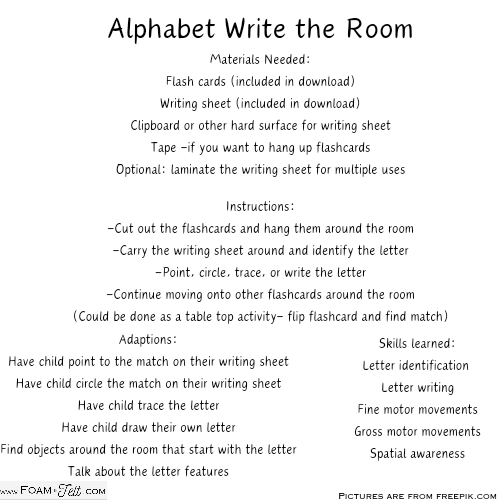 Write the Room-Vehicles-Alphabet Activity Digital Download