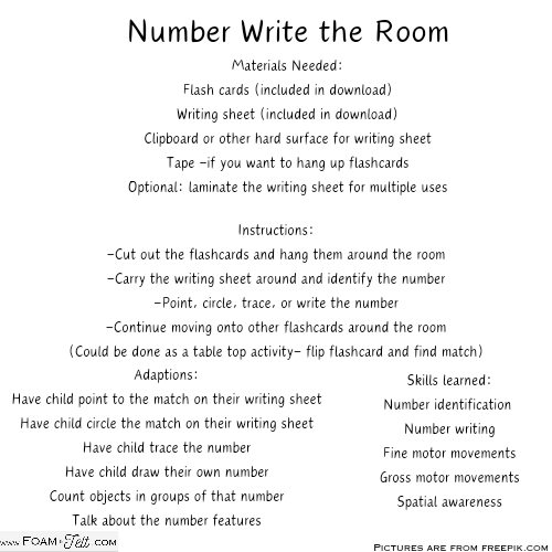 Write the Room-Weather-Numbers 1-20 Activity Digital Download