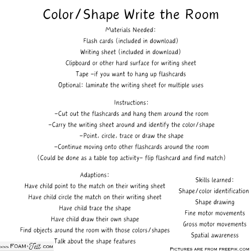 Colors and Shapes Write the Room Bundle-12 Themes-Digital Download