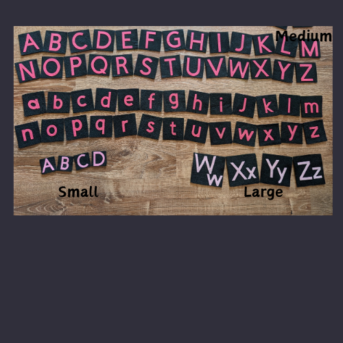 Felt Uppercase and Lowercase Alphabet Cards-Large-Pink