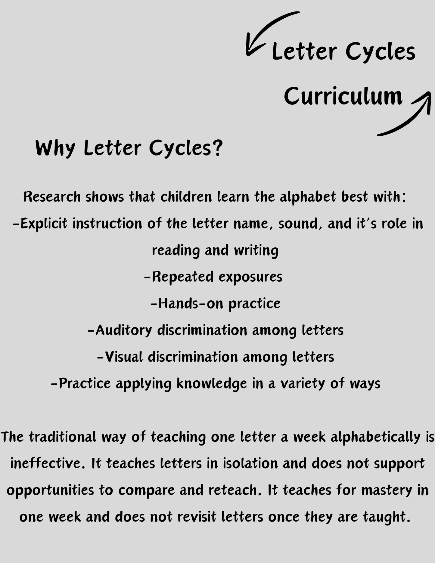 Letter Cycles Curriculum