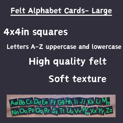 Felt Uppercase and Lowercase Alphabet Cards-Large-Green