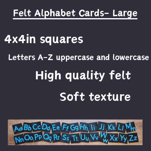 Felt Uppercase and Lowercase Alphabet Cards-Large-Blue