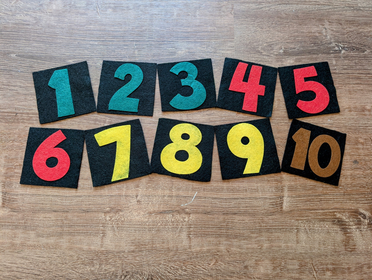 Fall felt number set 1-10 Set 2-(Green, Red, Yellow, Brown)