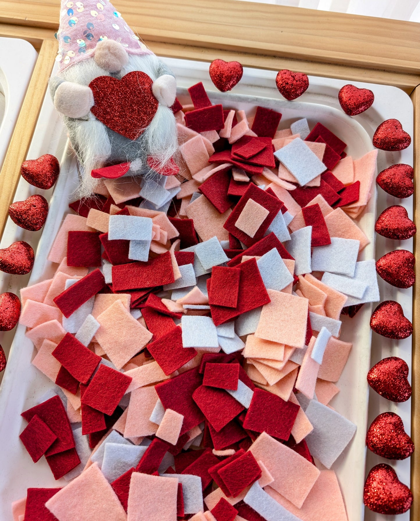 Felt sensory table filler- Valentines- Red, Pink, White