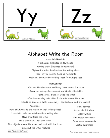 Write the Room-Dinosaur-Alphabet Activity Digital Download