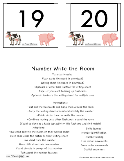 Write the Room-Farm-Numbers 1-20 Activity Digital Download