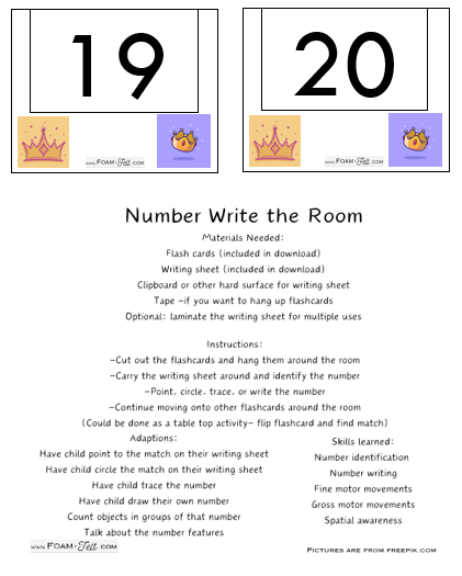 Write the Room-Princess-Numbers 1-20 Activity Digital Download