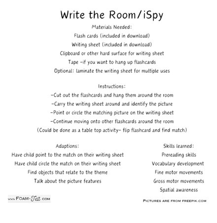 Write the Room-Space-iSpy Picture Activity Digital Download