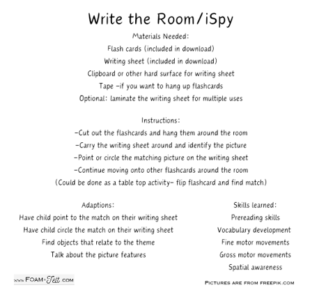 Write the Room-Dinosaur-iSpy Picture Activity Digital Download