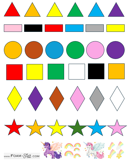 Write the Room-Unicorn-Colors and Shapes Activity Digital Download