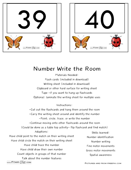 Write the Room-Bugs-Numbers 21-40 Activity Digital Download