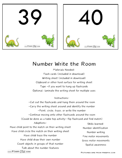 Write the Room-Dinosaur-Numbers 21-40 Activity Digital Download