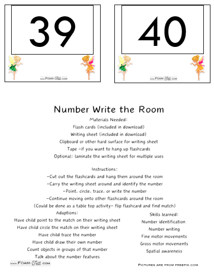 Write the Room-Fairy-Numbers 21-40 Activity Digital Download