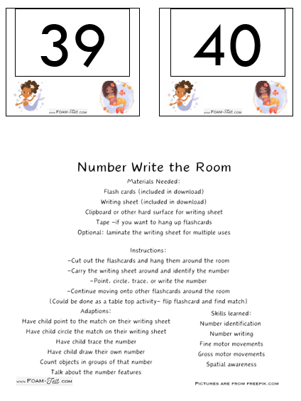 Write the Room-Mermaid-Numbers 21-40 Activity Digital Download