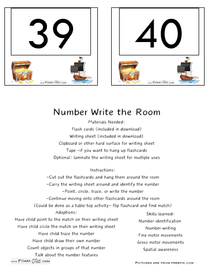 Write the Room-Pirate-Numbers 21-40 Activity Digital Download