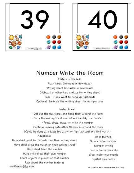 Write the Room-Space-Numbers 21-40 Activity Digital Download