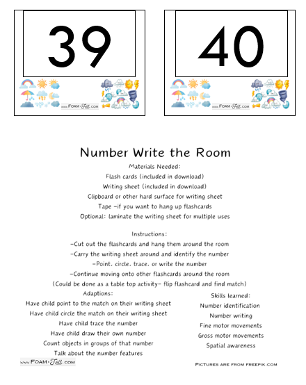 Write the Room-Weather-Numbers 21-40 Activity Digital Download