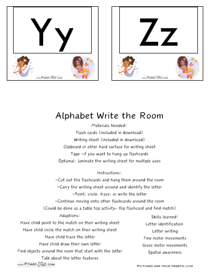 Write the Room-Mermaid-Alphabet Activity Digital Download