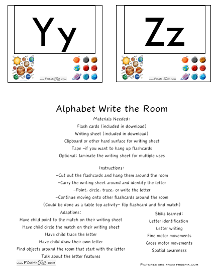 Write the Room-Space-Alphabet Activity Digital Download