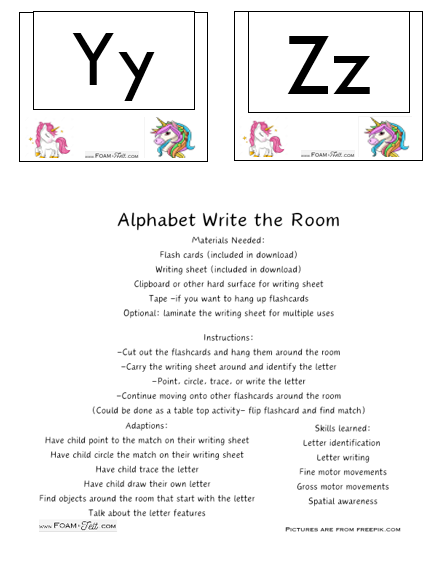 Write the Room-Unicorn-Alphabet Activity Digital Download