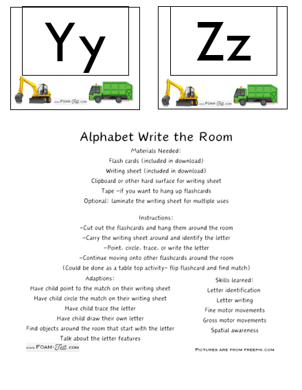 Write the Room-Vehicles-Alphabet Activity Digital Download