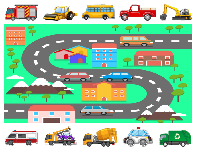 Match, Sort, Pattern, and Play-Vehicle Themed Activity for Kids Digital Download