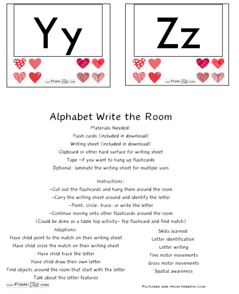 Write the Room- Valentines- Alphabet Activity Digital Download