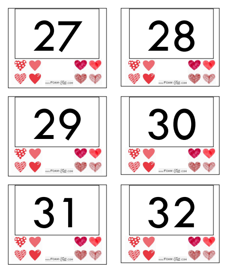 Write the Room- Valentines- Numbers 21-40 Activity Digital Download