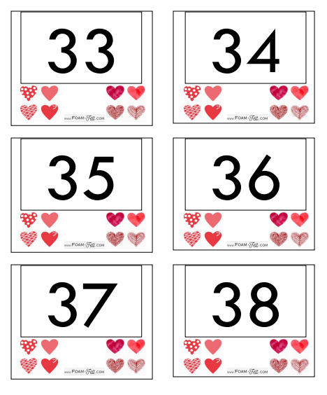 Write the Room- Valentines- Numbers 21-40 Activity Digital Download