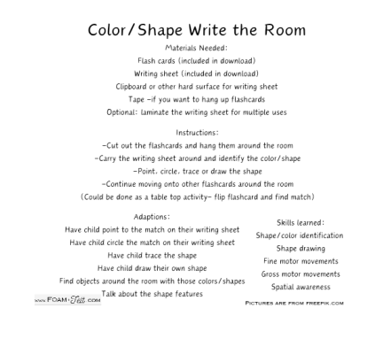 Write the Room- Valentines- Shapes and Colors Activity Digital Download