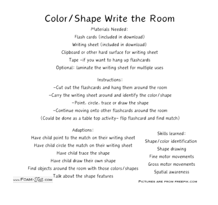 Write the Room- Valentines- Color Your Own Shapes and Colors Activity Digital Download