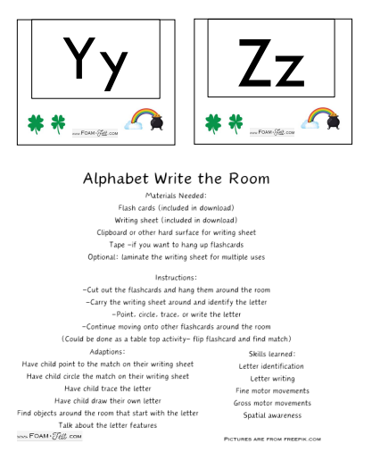 Write the Room- St. Patrick's Day- Alphabet Activity Digital Download