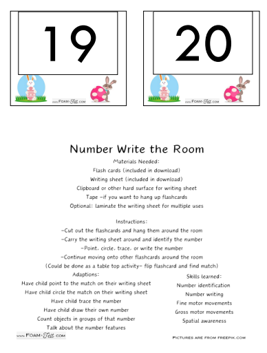 Write the Room- Easter- Numbers 1-20 Activity Digital Download