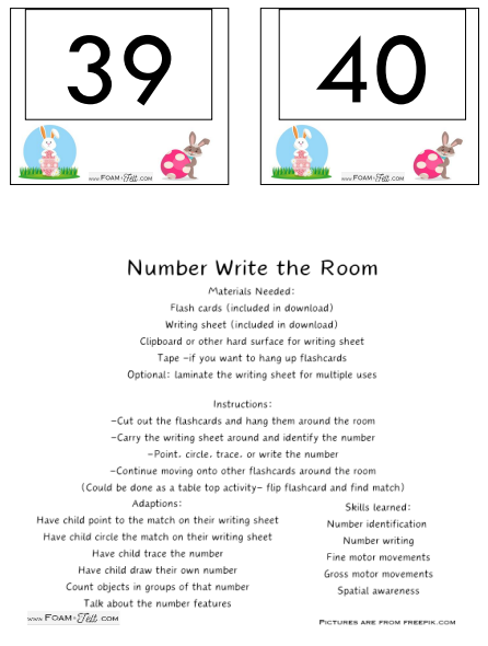 Write the Room- Easter- Numbers 21-40 Activity Digital Download